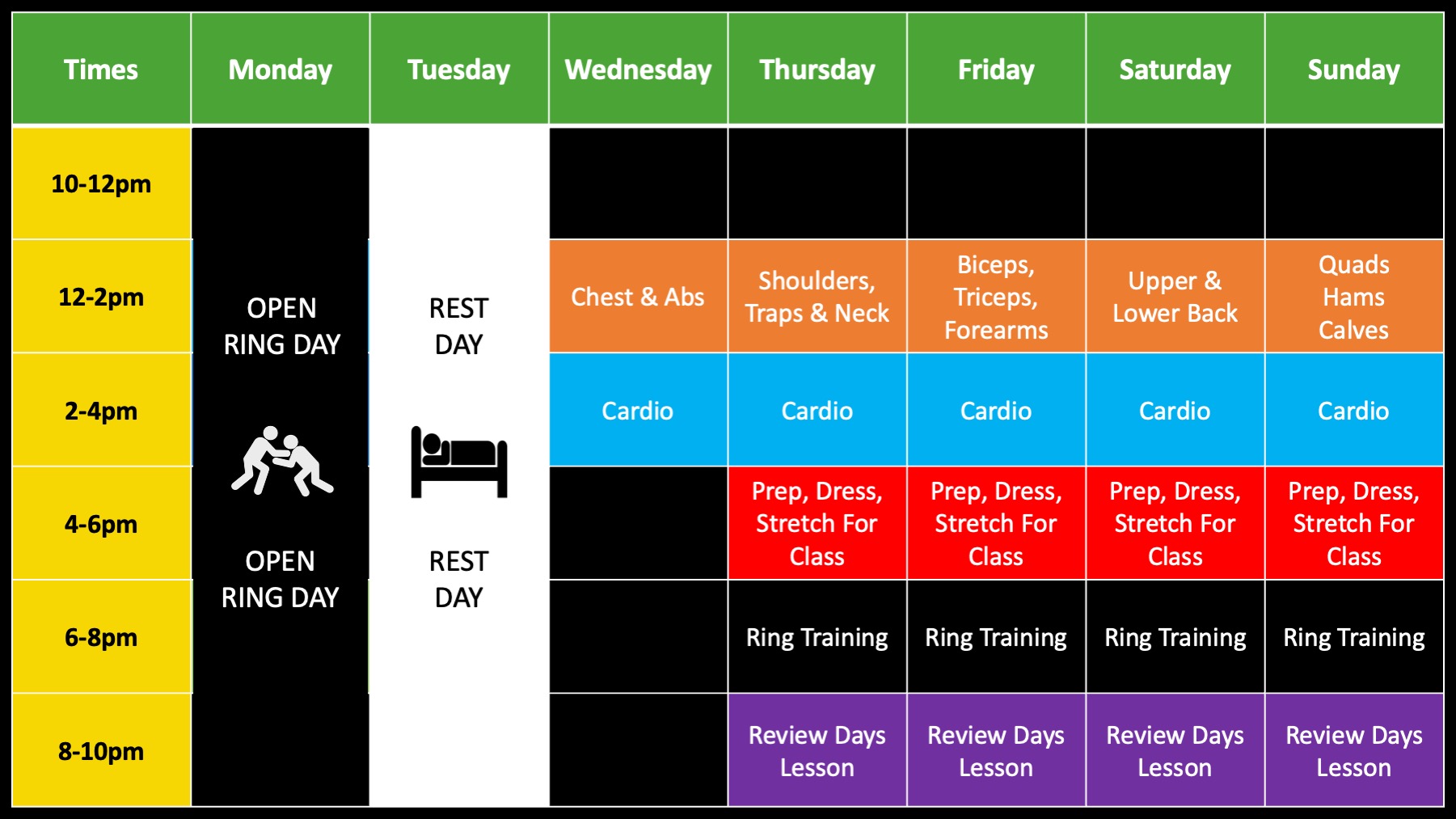 WFPC Gym and Training Calendar